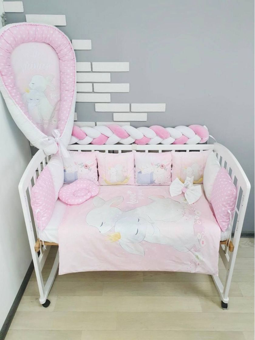 ❤ Набір "Бавовняний" з косою на 4 ту сторону. Колір - Зайченята, ніжно-рожевий (#84795960) ✓ Anna Konvert