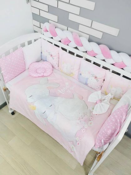 ❤ Набір "Бавовняний" з косою на 4 ту сторону. Колір - Зайченята, ніжно-рожевий (#84795960) ✓ Anna Konvert 2