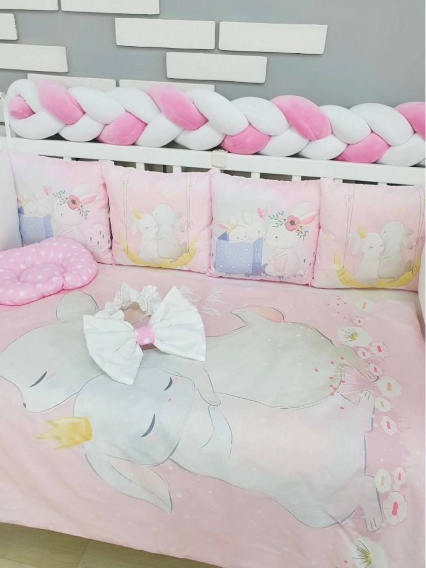 ❤ Набір "Бавовняний" з косою на 4 ту сторону. Колір - Зайченята, ніжно-рожевий (#84795960) ✓ Anna Konvert