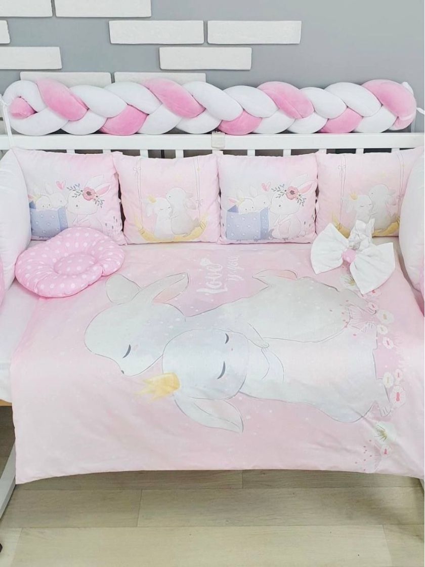 ❤ Набір "Бавовняний" з косою на 4 ту сторону. Колір - Зайченята, ніжно-рожевий (#84795960) ✓ Anna Konvert