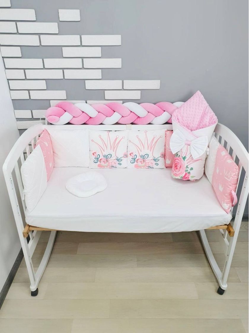 ❤ Набір "Коса" зі з'ємними наволочками. Колір - Рожевий фламінго з коронами (#72935259) ✓ Anna Konvert