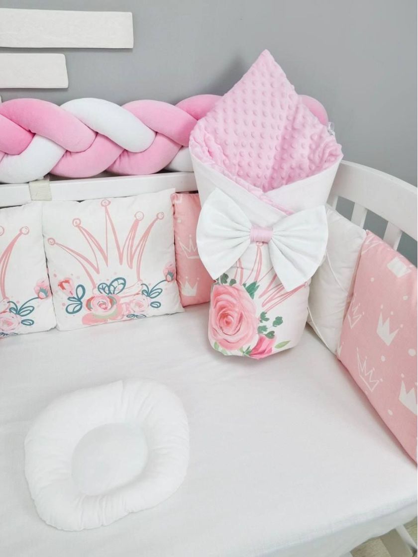 ❤ Набір "Коса" зі з'ємними наволочками. Колір - Рожевий фламінго з коронами (#72935259) ✓ Anna Konvert