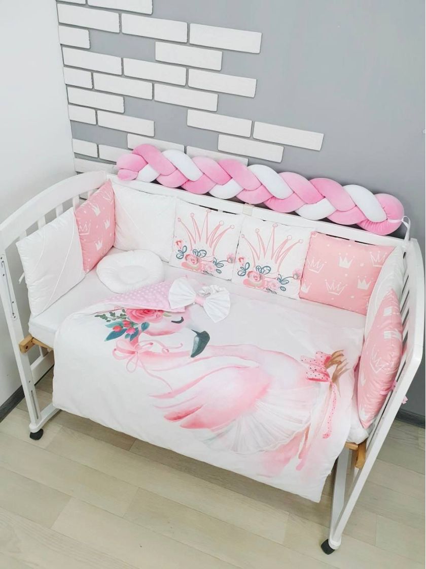 ❤ Набір "Коса" зі з'ємними наволочками. Колір - Рожевий фламінго з коронами (#72935259) ✓ Anna Konvert