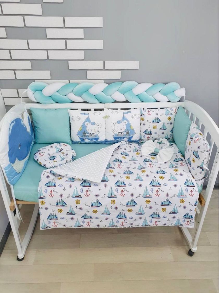 ❤ Набір "Коса" зі з'ємними наволочками. Колір - Морський кит м'ятний (#44276729) ✓ Anna Konvert