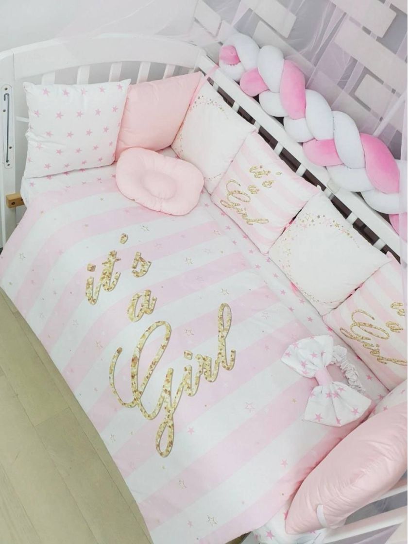 ❤ Набір "Бавовняний" з косою на 4 ту сторону. Колір - It's a GIRL, золотисто-рожевий (#9263264) ✓ Anna Konvert