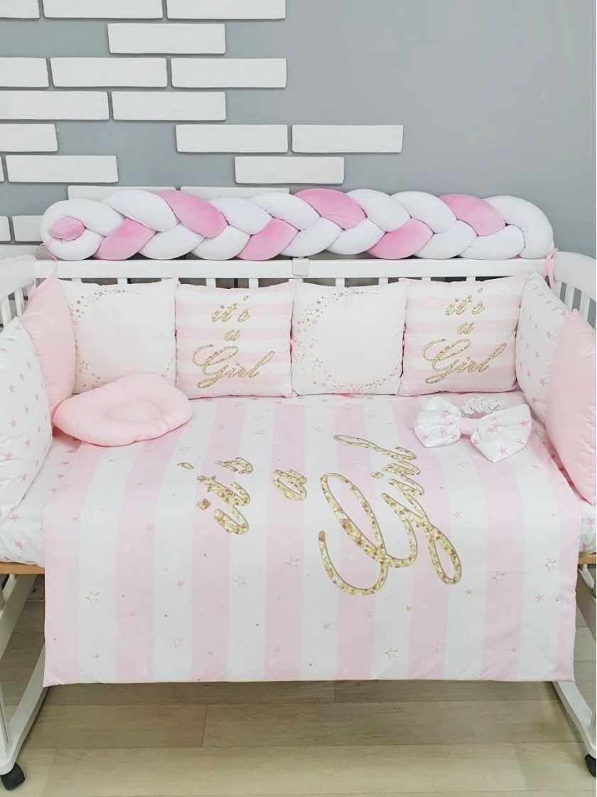 ❤ Набір "Бавовняний" з косою на 4 ту сторону. Колір - It's a GIRL, золотисто-рожевий (#9263264) ✓ Anna Konvert