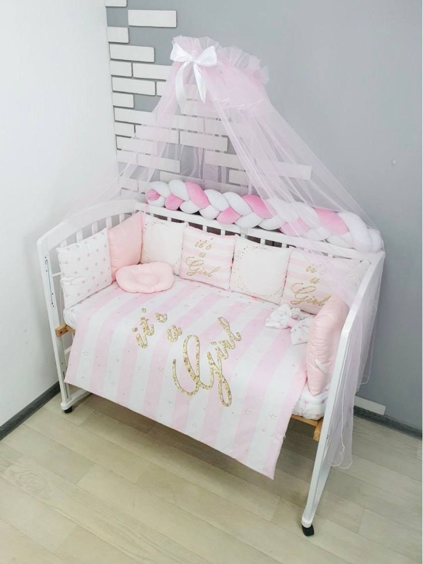 ❤ Набір "Бавовняний" з косою на 4 ту сторону. Колір - It's a GIRL, золотисто-рожевий (#9263264) ✓ Anna Konvert