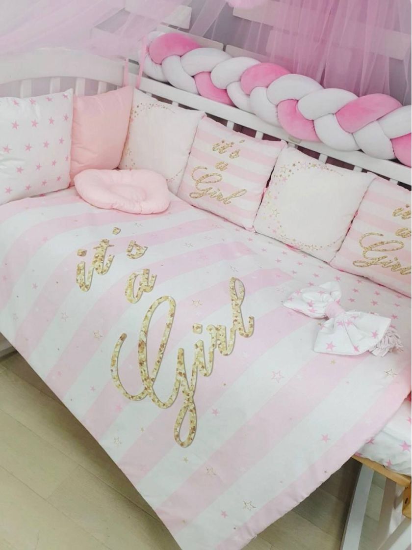 ❤ Набір "Бавовняний" з косою на 4 ту сторону. Колір - It's a GIRL, золотисто-рожевий (#9263264) ✓ Anna Konvert