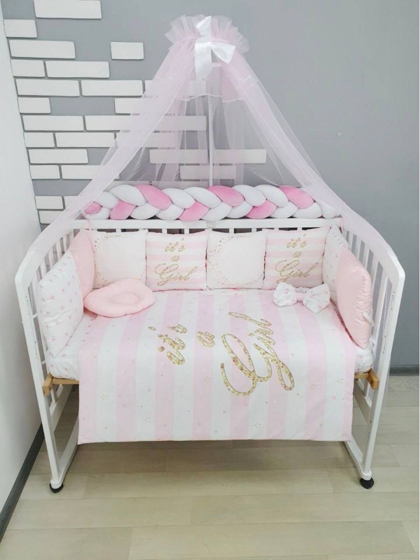 ❤ Набір "Бавовняний" з косою на 4 ту сторону. Колір - It's a GIRL, золотисто-рожевий (#9263264) ✓ Anna Konvert