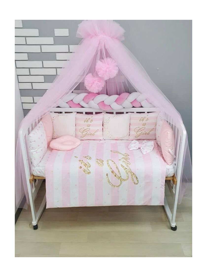 ❤ Набір "Бавовняний" з косою на 4 ту сторону. Колір - It's a GIRL, золотисто-рожевий (#9263264) ✓ Anna Konvert