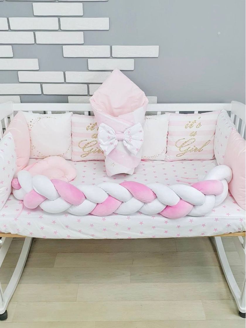 ❤ Набір "Бавовняний" з косою на 4 ту сторону. Колір - It's a GIRL, золотисто-рожевий (#9263264) ✓ Anna Konvert