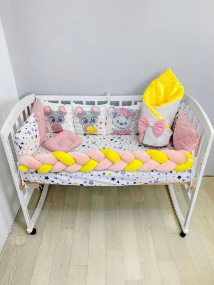 ❤ Набір "Коса" зі з'ємними наволочками. Колір - Мишеня з сиром, пудрово-жовтий (#53554) ✓ Anna Konvert 2