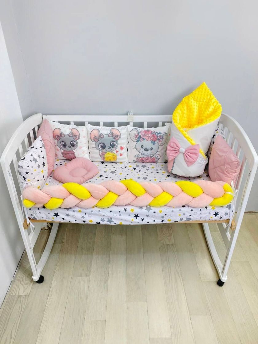 ❤ Набір "Коса" зі з'ємними наволочками. Колір - Мишеня з сиром, пудрово-жовтий (#53554) ✓ Anna Konvert