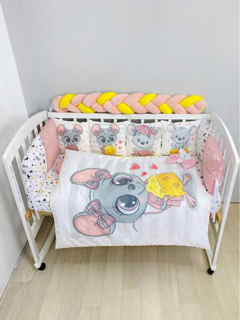 ❤ Набір "Коса" зі з'ємними наволочками. Колір - Мишеня з сиром, пудрово-жовтий (#53554) ✓ Anna Konvert