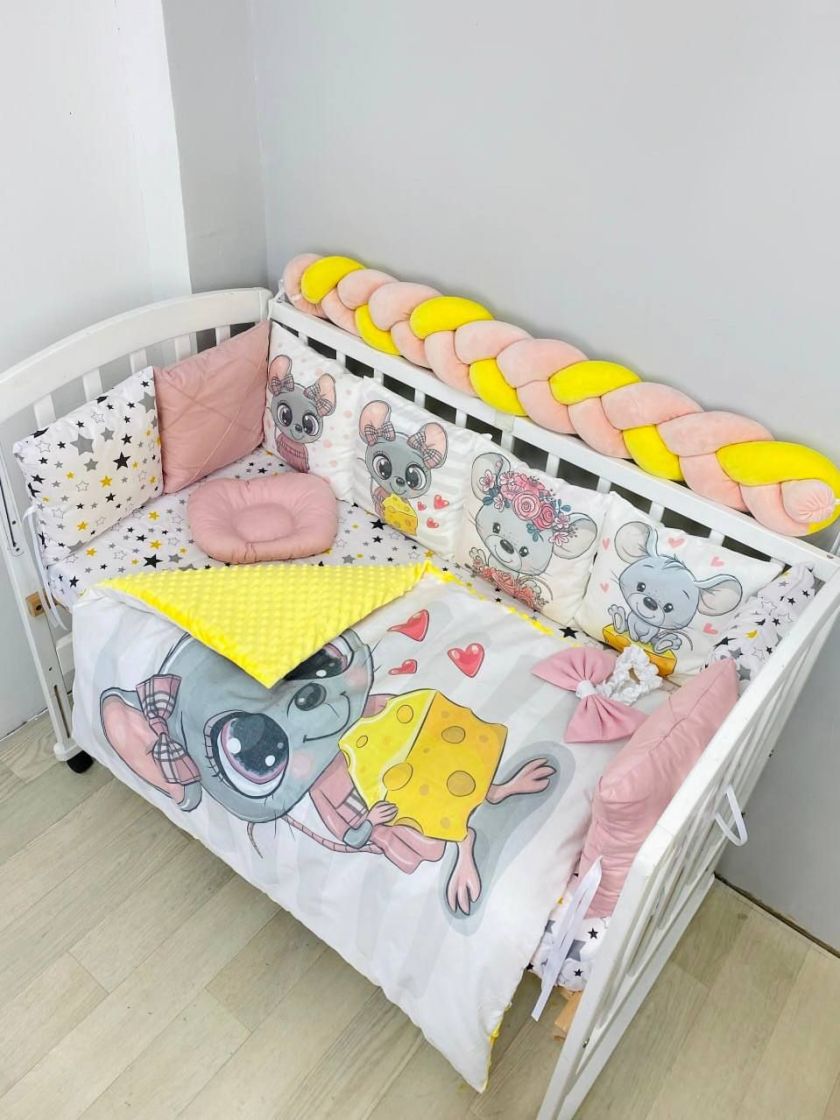 ❤ Набір "Коса" зі з'ємними наволочками. Колір - Мишеня з сиром, пудрово-жовтий (#53554) ✓ Anna Konvert