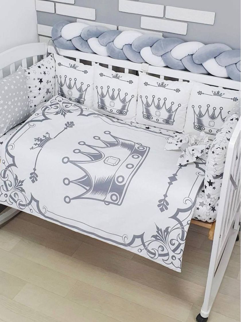 ❤ Набір "Бавовняний" з косою на 4 ту сторону. Колір - Корона велика, сірий (#21561485) ✓ Anna Konvert