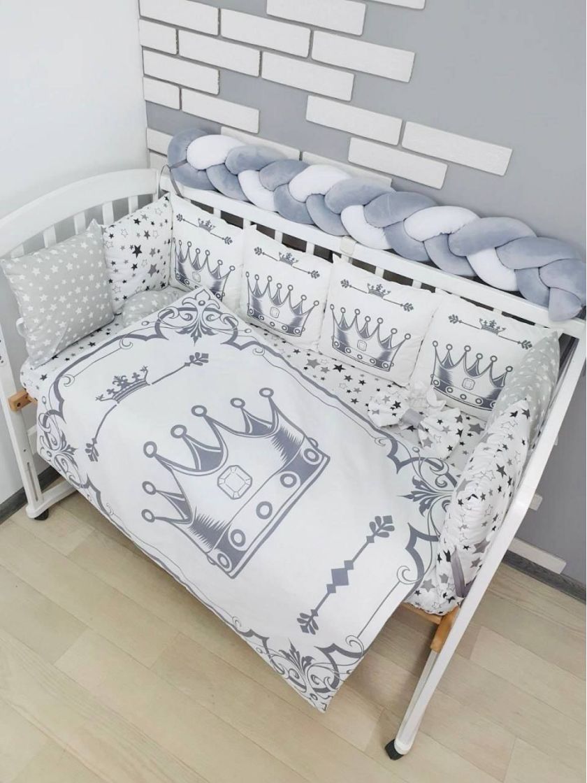 ❤ Набір "Бавовняний" з косою на 4 ту сторону. Колір - Корона велика, сірий (#21561485) ✓ Anna Konvert