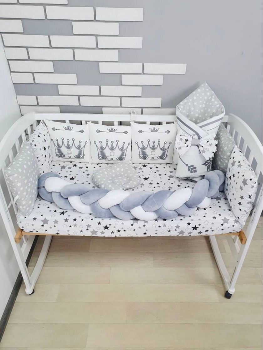 ❤ Набір "Бавовняний" з косою на 4 ту сторону. Колір - Корона велика, сірий (#21561485) ✓ Anna Konvert