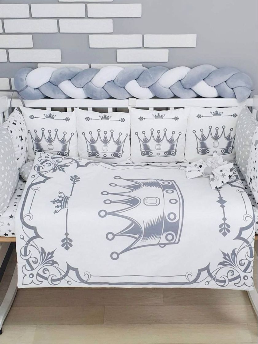 ❤ Набір "Бавовняний" з косою на 4 ту сторону. Колір - Корона велика, сірий (#21561485) ✓ Anna Konvert