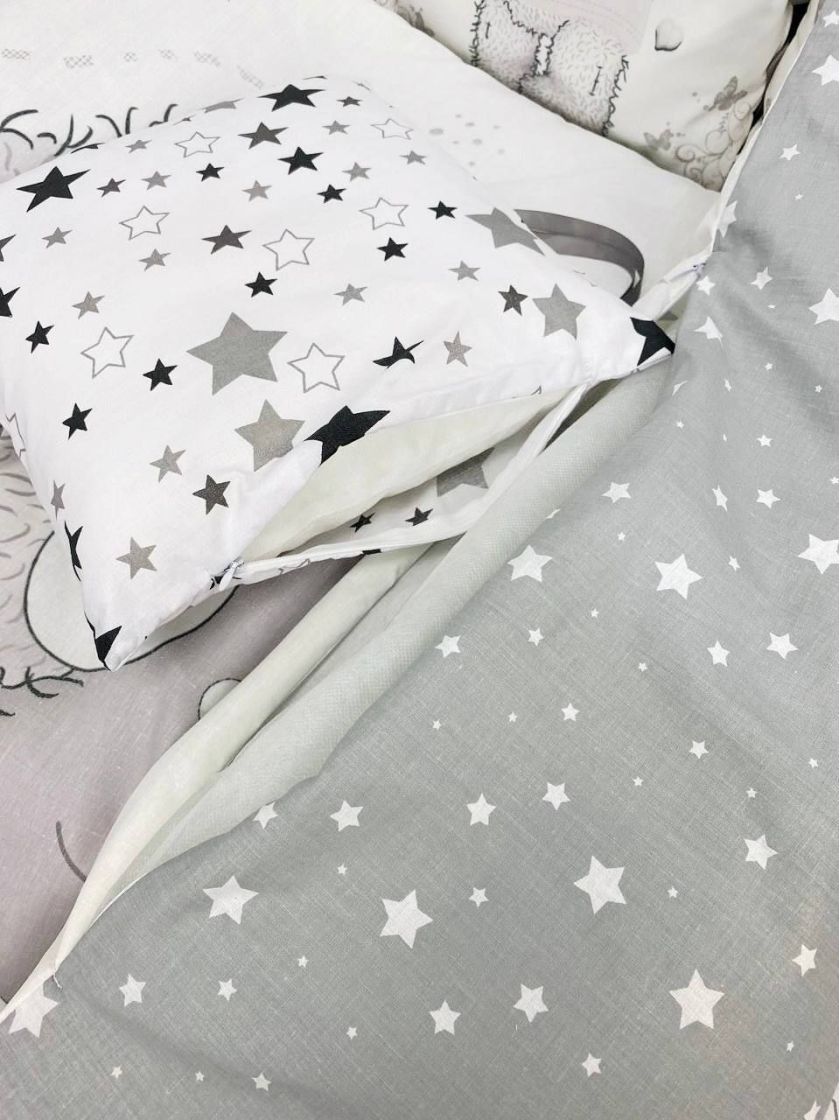 ❤ Набір "Бавовняний" з косою на 4 ту сторону. Колір - Ведмедик Тедді, сіро-білий (#4386493) ✓ Anna Konvert