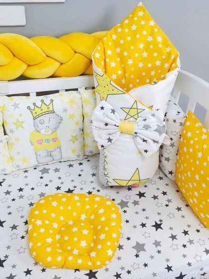 ❤ Набір "Бавовняний" з косою на 4 ту сторону. Колір - Ведмедик Тедді з короною, жовтий (#73666035) ✓ Anna Konvert 2