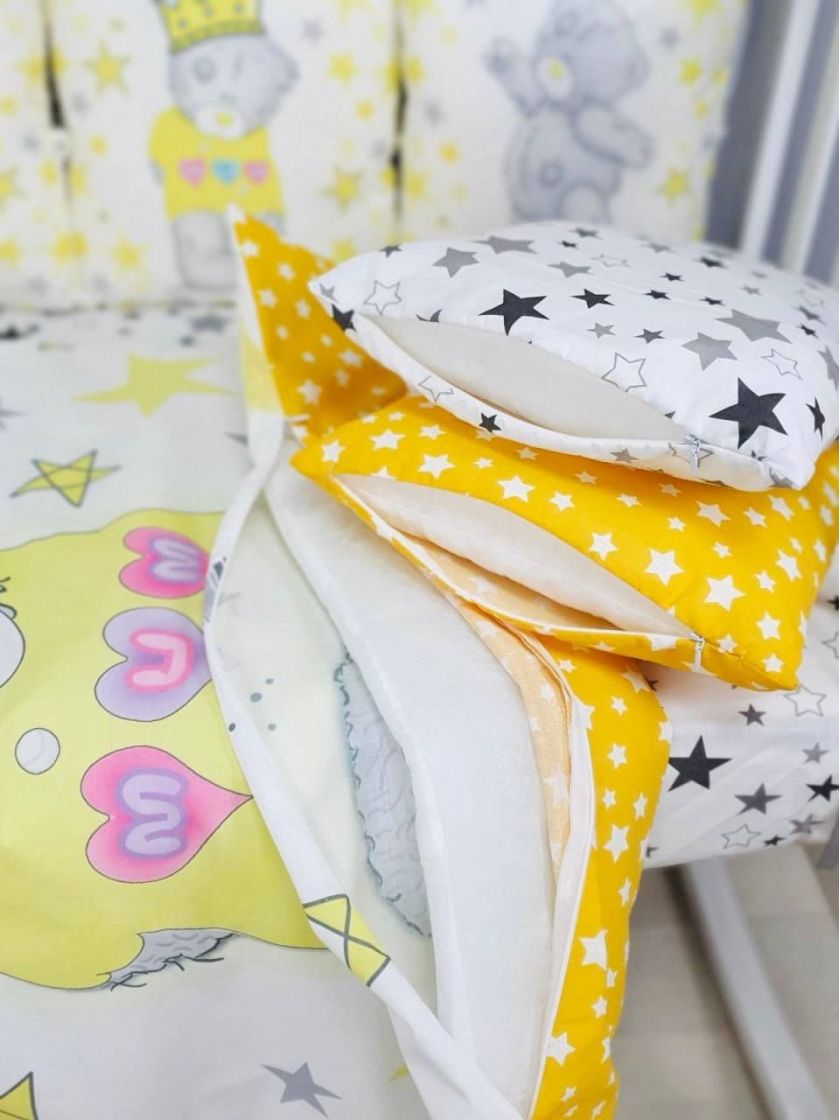 ❤ Набір "Бавовняний" з косою на 4 ту сторону. Колір - Ведмедик Тедді з короною, жовтий (#73666035) ✓ Anna Konvert