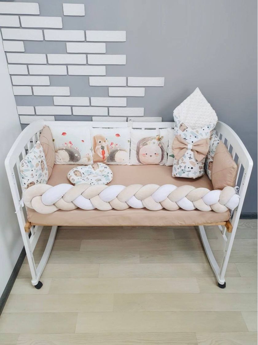 ❤ Набір "Коса" зі з'ємними наволочками. Колір - Їжачки та зайчики, бежевий (#0213) ✓ Anna Konvert