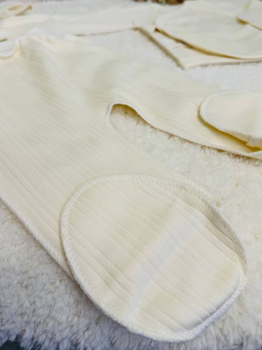 ❤ Комплект 3ка з сороч. 56-62, рубчик, Ромашка. Принт - Вишитий ведмедик на молочному. Розмір - 56 (#36656753) ✓ Anna Konvert