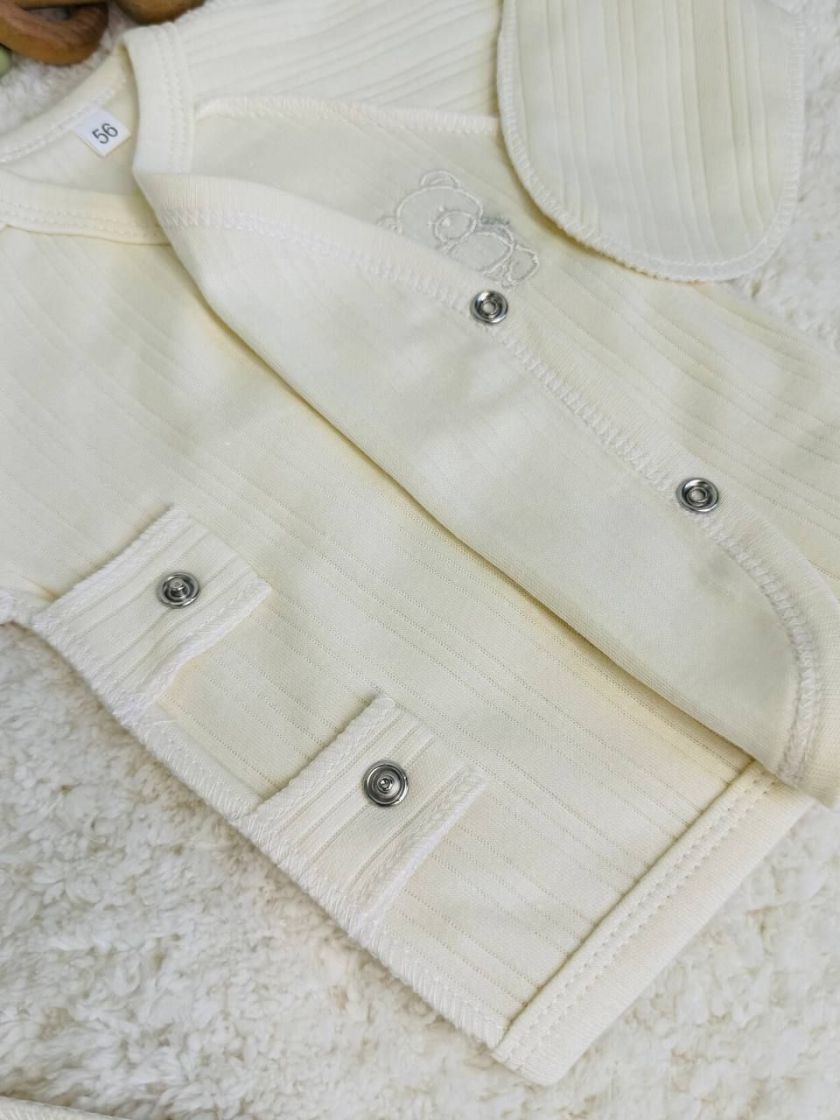 ❤ Комплект 3ка з сороч. 56-62, рубчик, Ромашка. Принт - Вишитий ведмедик на молочному. Розмір - 56 (#36656753) ✓ Anna Konvert