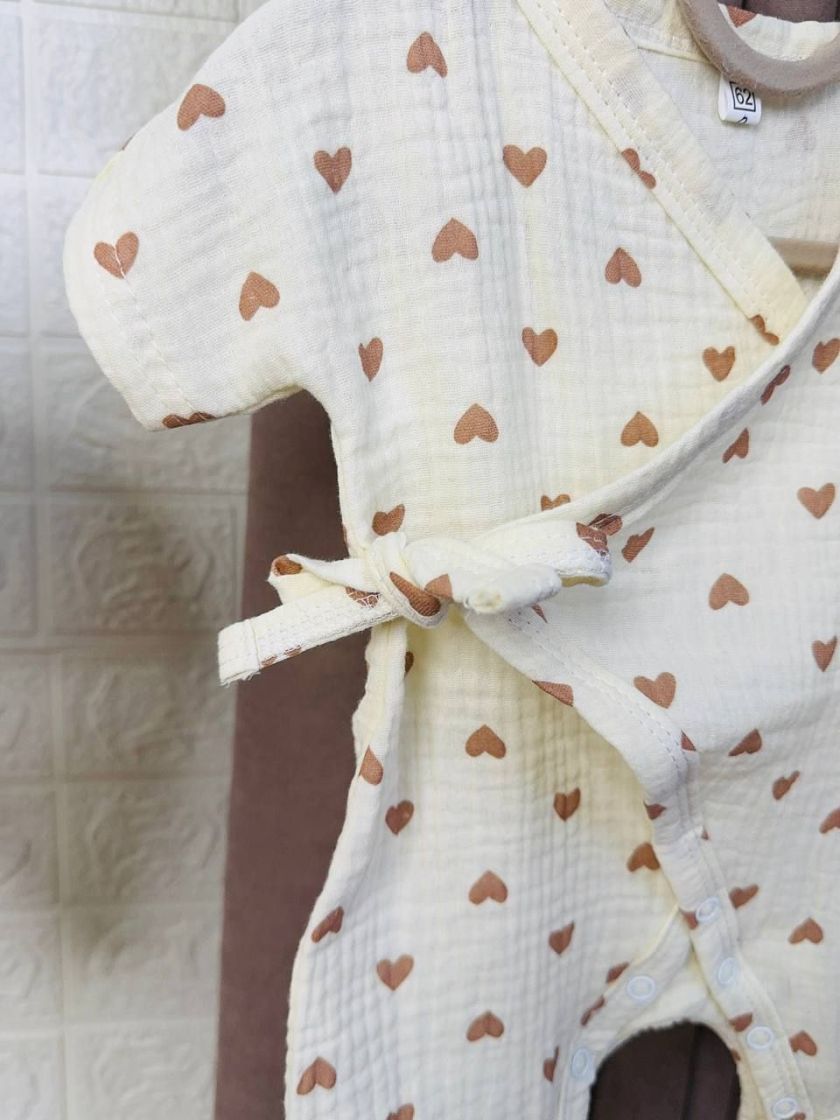 ❤ Муслінове кімоно. Розмір - 62см. Колір - Бежеві сердечки на пісочному (#96249754) ✓ Anna Konvert